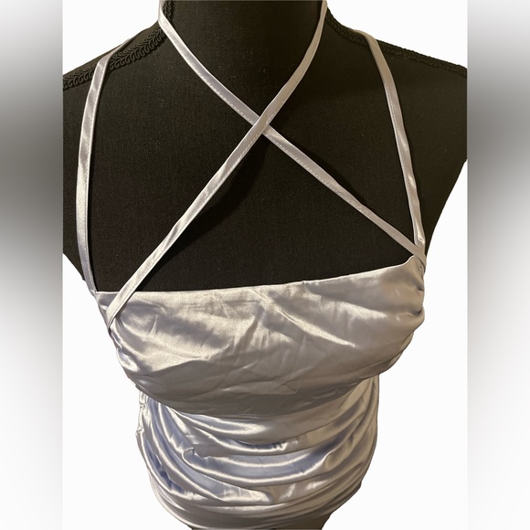 Ruched Satin Mini Dress - Picture 4 of 5